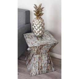9th & Pike® Multi Mussel Shells And Wood Side Table