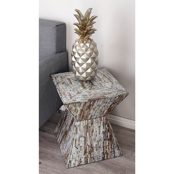 9th & Pike&#174; Multi Mussel Shells And Wood Side Table