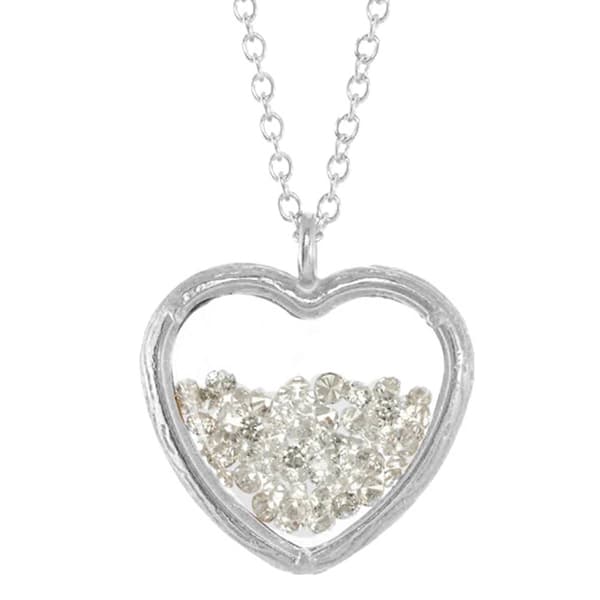 Gianni Argento Sterling Silver 1ct. Diamond Heart Shaker Pendant - image 