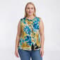 Plus Size Kasper Sleeveless Twist Neck Leaf Blouse - image 1