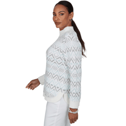Womens Hearts of Palm Silver Linings Mock Neck Diamond Sweater