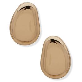 Anne Klein Gold-Tone Pebble Button EZ Comfort Clip Earrings