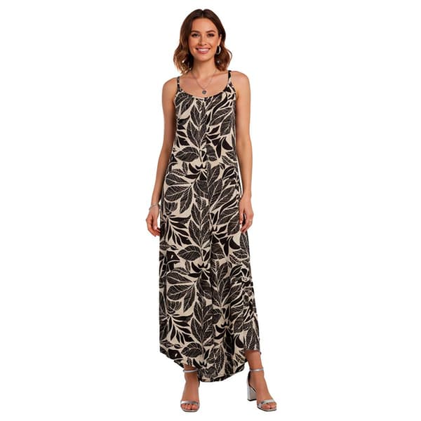 Womens Absolutely Famous Sleeveless Leaf Texture Jumpsuit - image 