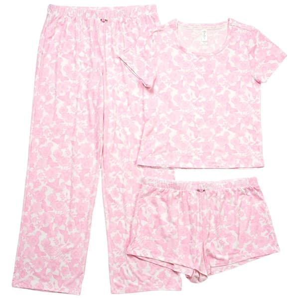 Womens Jessica Simpson Short Sleeve Butterfly 3Pc. Pajama Set - image 