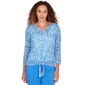 Petites Heart''s of Palm Embraceable Blue Printed Knit Burnout 3/ - image 1