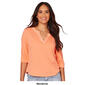 Womens Democracy Elbow Sleeve Split Neck Shirttail Hem Top - image 4