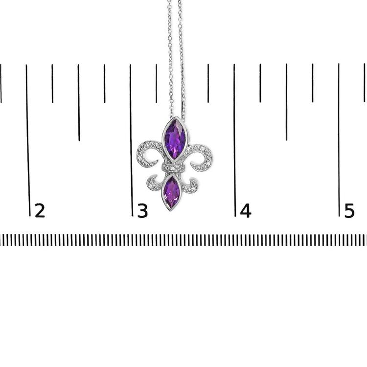 Haus of Brilliance Sterling Silver Amethyst Fleur de Lis Pendant