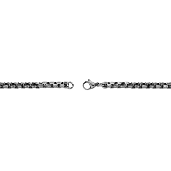Mens Lynx Stainless Steel Round Box Chain Necklace & Bracelet Set