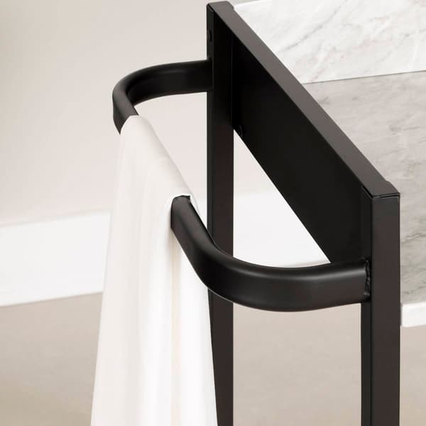 South Shore City Life Black Bar Cart w/Wine Glass Rack