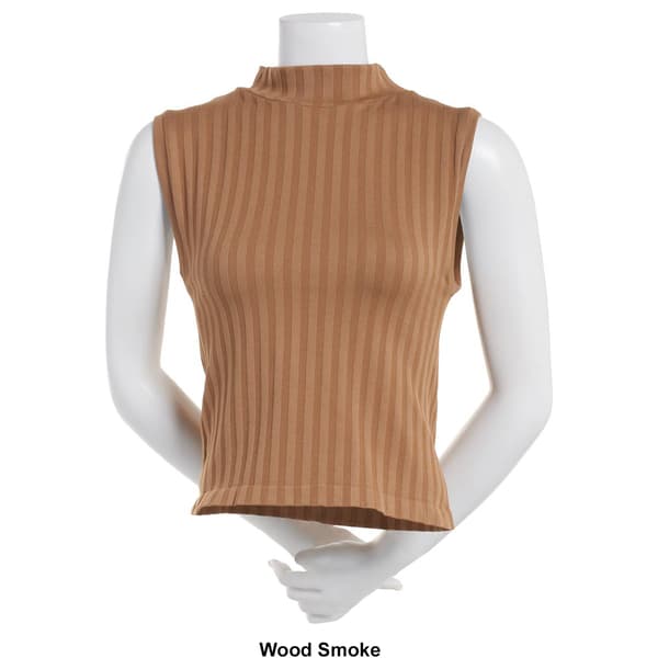 Juniors Poof! Seamless Wide Rib Mock Neck Tank Top