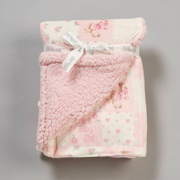 Little Me Sweet Girl Floral & Dot Sherpa Blanket - image 