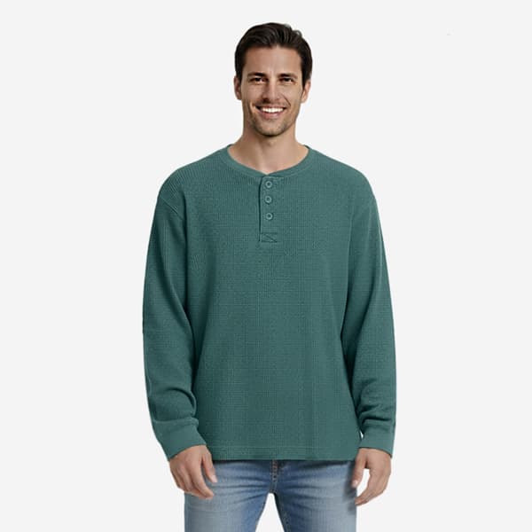 Mens Mountain Ridge Solid Heavyweight Thermal Henley