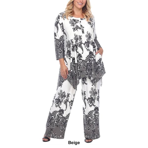 Plus Size White Mark 2 Piece Head To Toe Floral Paisley Set