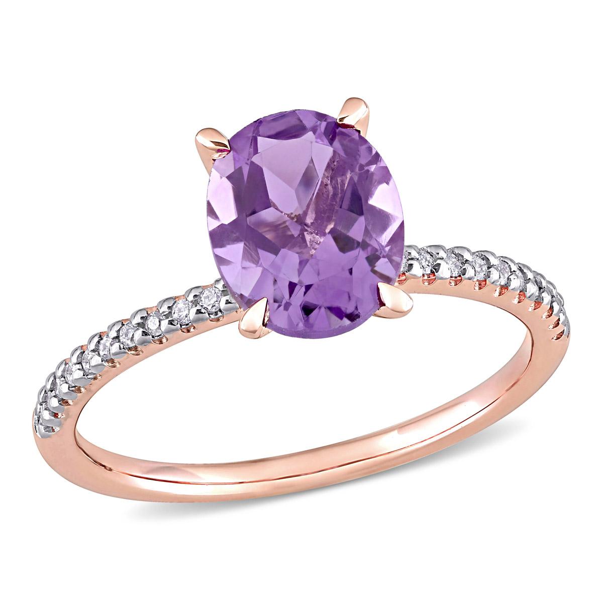 Gemstone Classics™ 14kt. Rose Gold Oval Amethyst &...
