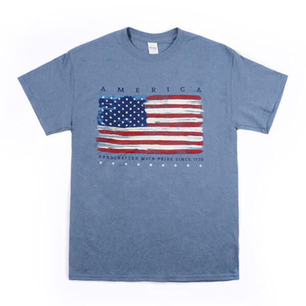 Mens Patriotic Handcrafted 1776 Flag Short Sleeve Graphic T-shirt - image 
