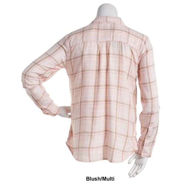Womens Erika Whitney Long Sleeve Print Button Front Top
