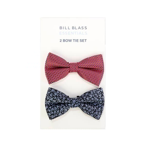 Mens Bill Blass 2pk. Geometric Floral Bow Ties - Red/Navy - image 