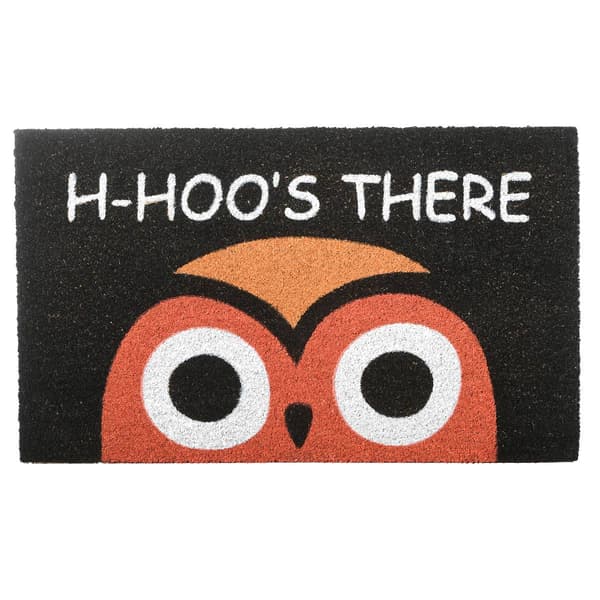 National Tree 30in. Owl Head H-Hoo's There Halloween Doormat - image 