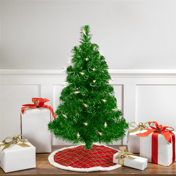 Northlight 2ft. Pre-Lit Paradise Lime Tinsel Pine Christmas Tree