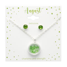 August Mini Birthstone Shaker Necklace & Earring Set