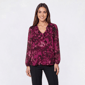 Womens Kasper Long Sleeve Ruffle Trim Floral Blouse - image 1