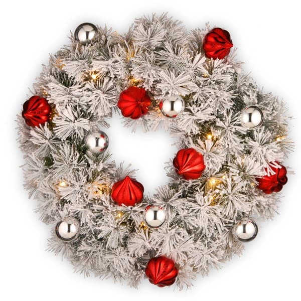Northlight Seasonal 24in. Pre-Lit Snowy Pine Christmas Wreath