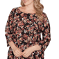 Plus Size Emaline Key Items 3/4 Sleeve Floral Boat Neck Blouse - image 5