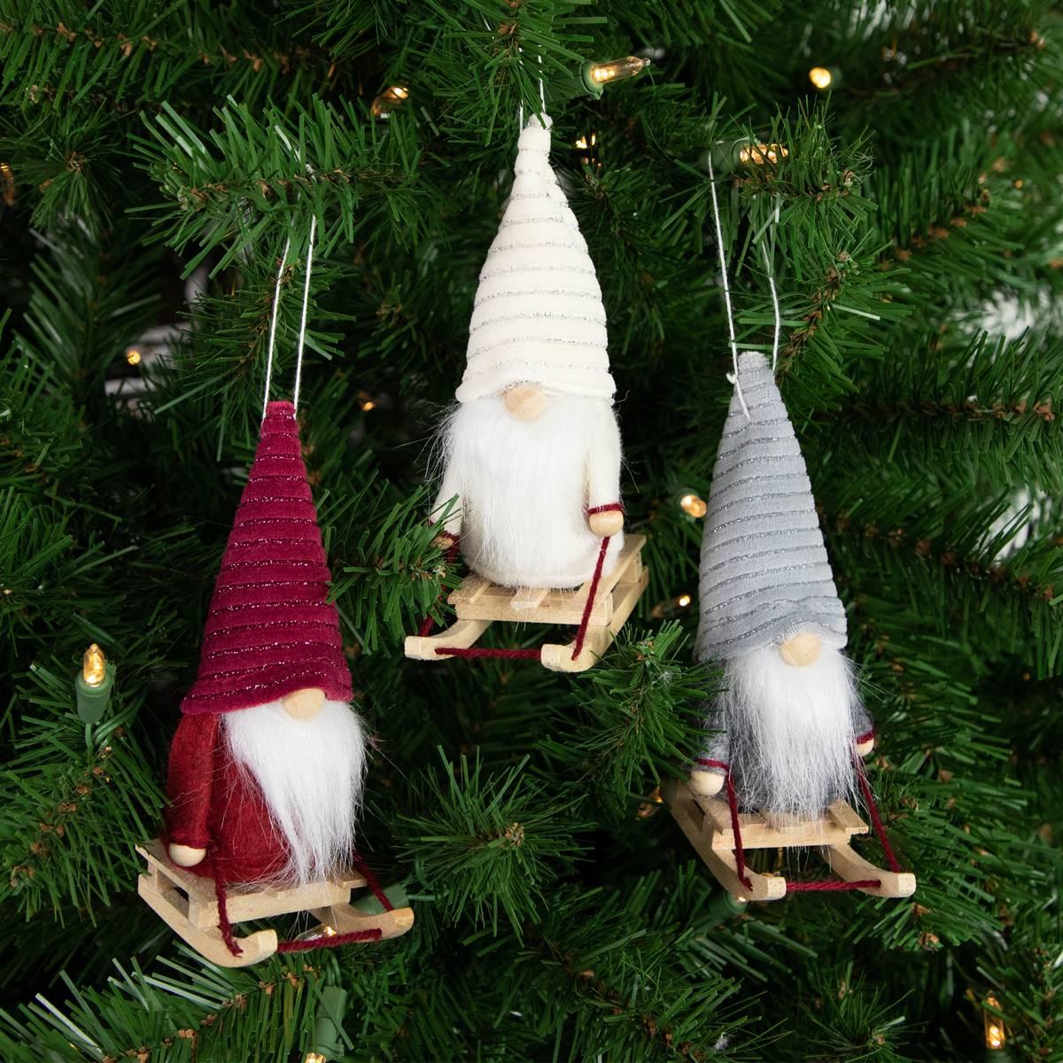 Northlight Seasonal 5.25in Gnome Christmas Ornaments - Set of 3