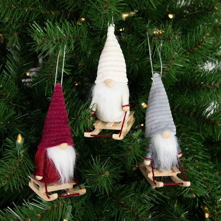 Northlight Seasonal 5.25in Gnome Christmas Ornaments - Set of 3