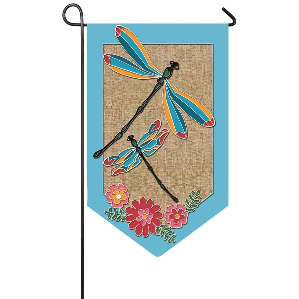 Evergreen Dragonflies Burlap Garden Flag