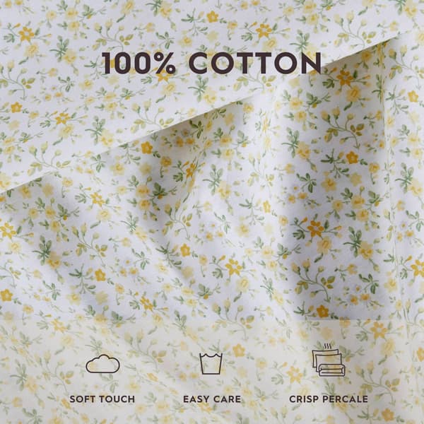 Laura Ashley Evie 100% Cotton Yellow Floral Sheet Set
