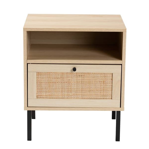 Baxton Studio Caterina Natural Brown Wood 1-Door Nightstand