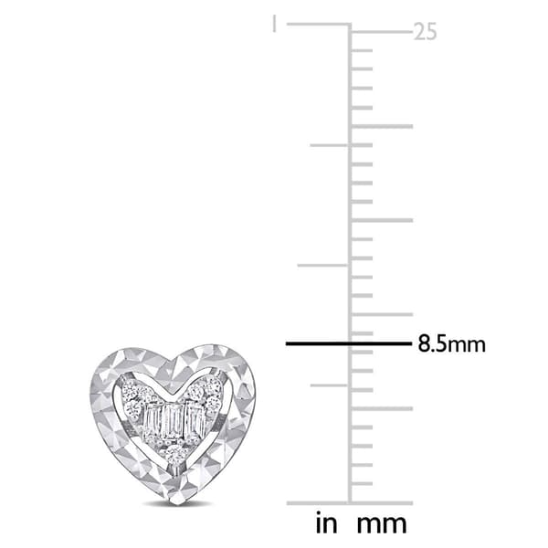 Sophia B 1/10ctw. Baguette Diamond Heart Post Earrings