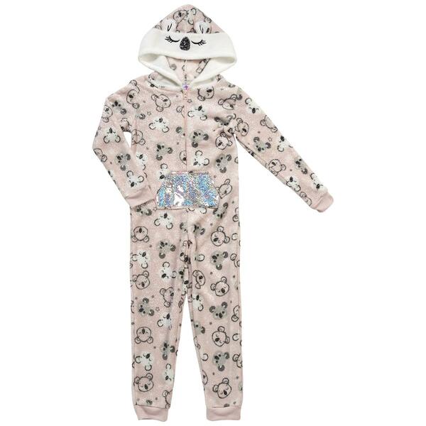 Girls &#40;7-12&#41; Bmagical Long Sleeve Disco Dot Koala Plush Onesie - image 