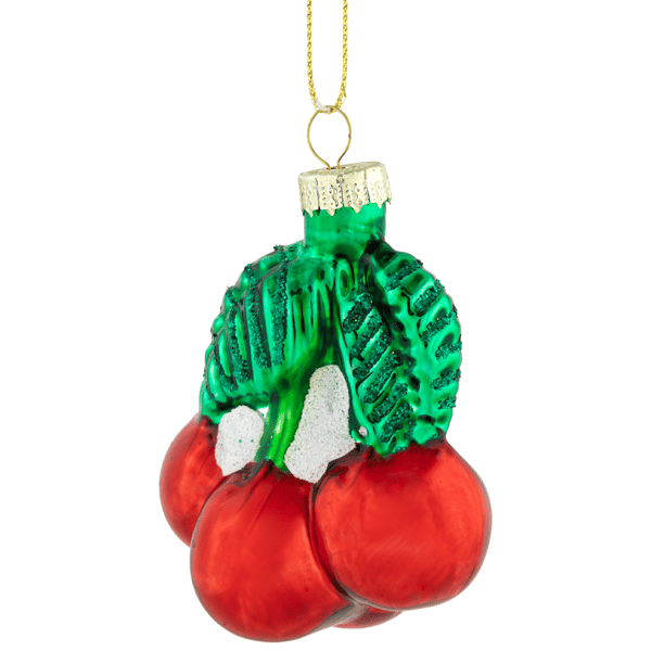 Northlight Shiny Red Cherries Glass Christmas Hanging Ornament