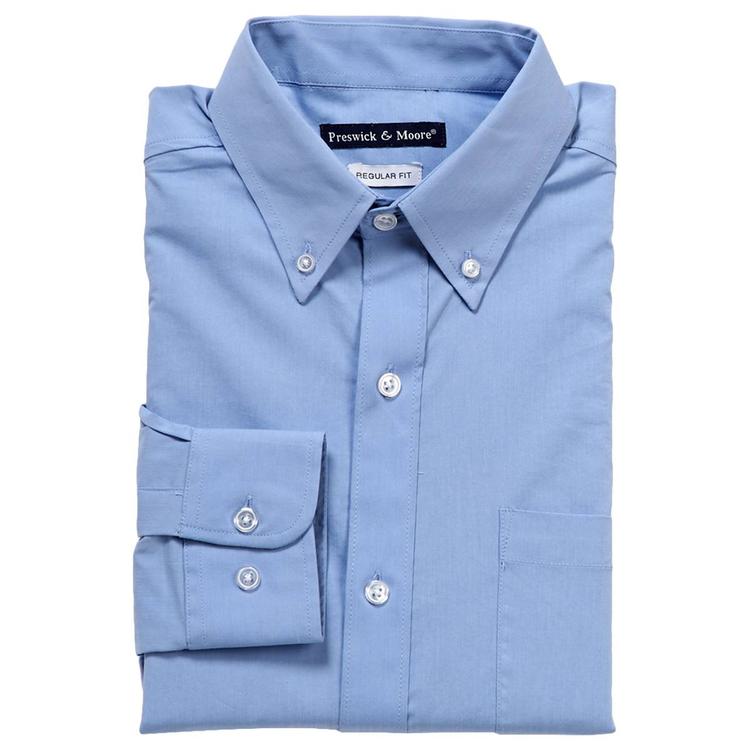 Mens Preswick & Moore(R) Regular Fit Stretch Dress Shirt - Blue