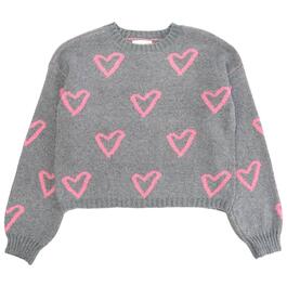 Girls &#40;7-16&#41; No Comment Long Sleeve Crew Neck Heart Sweater