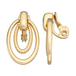 Napier Gold-Tone Door Knocker Clip Earrings