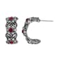 1928 Pewter Siam Stone Hoop Earrings - image 1
