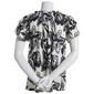 Womens Absolutely Famous Flutter Sleeve Floral Tie Neck Blouse - image 2