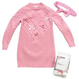 Baby Girl (12-24M) Blossom Blvd 3D Bow Sweater Dress with Socks