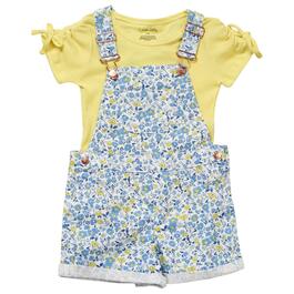 Girls &#40;4-6x&#41; Colette Lilly Solid Rib Tee & Floral Shortalls Set
