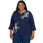 Plus Size Alfred Dunner Indigo Girls Floral Embroidery Blouse - image 3