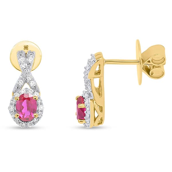 Gemstone Classics(tm) Created Ruby & Lab Grown Diamond Earrings - image 