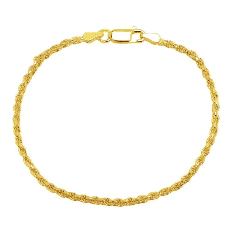 Gold over Sterling Silver Diamond Cut Chain Bracelet