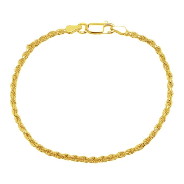 Gold over Sterling Silver Diamond Cut Chain Bracelet - image 