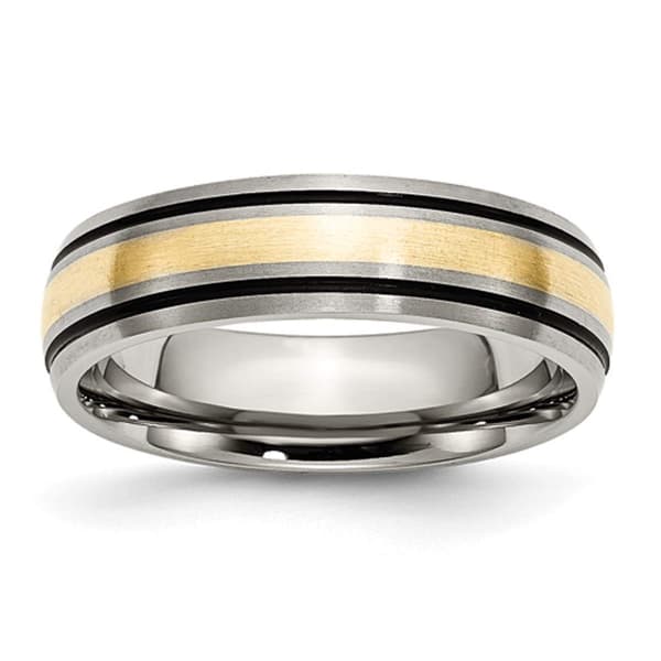 Mens Endless Affection&#40;tm&#41; Grooved 14kt. Gold Inlay 6mm Band - image 