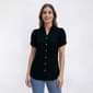 Petite Kasper Short Pleat Sleeve Button Front Blouse - image 1