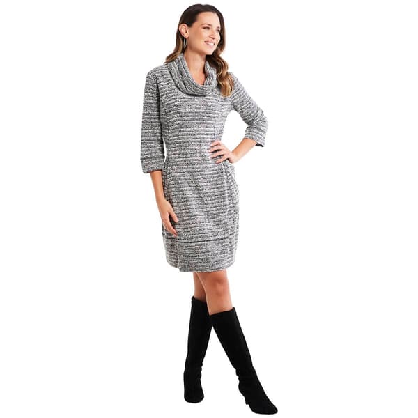 Petites Robbie Bee 3/4 Sleeve Cowl Neck Knit Sweater Dress - image 