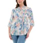 Plus Size Zac & Rachel 3/4 Sleeve Floral Front Pleat Blouse - image 2